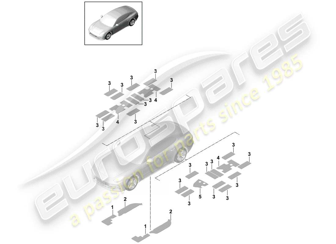 porsche 2020 (panamera 971-1) assorbitore acustico diagramma delle parti