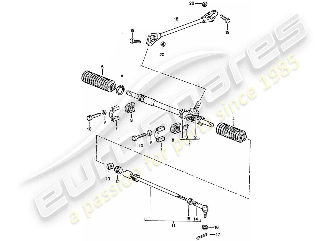 porsche 1987 (924s) sterzo - asta sterzo diagramma delle parti