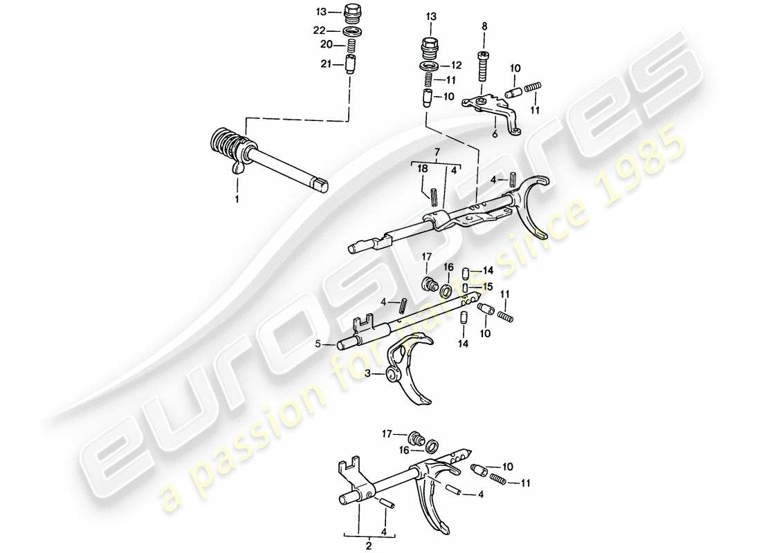 porsche 1987 (924s) controllo della trasmissione - cambio manuale diagramma delle parti