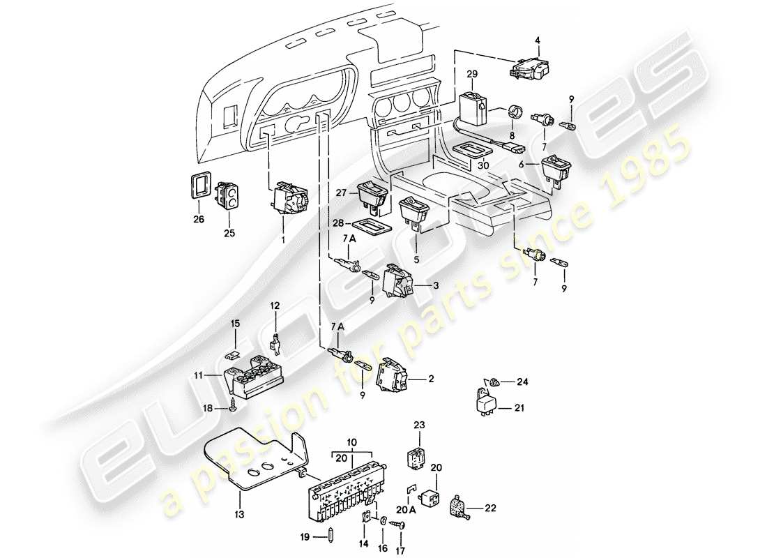porsche 1987 (924s) interruttore - rele' schema delle parti