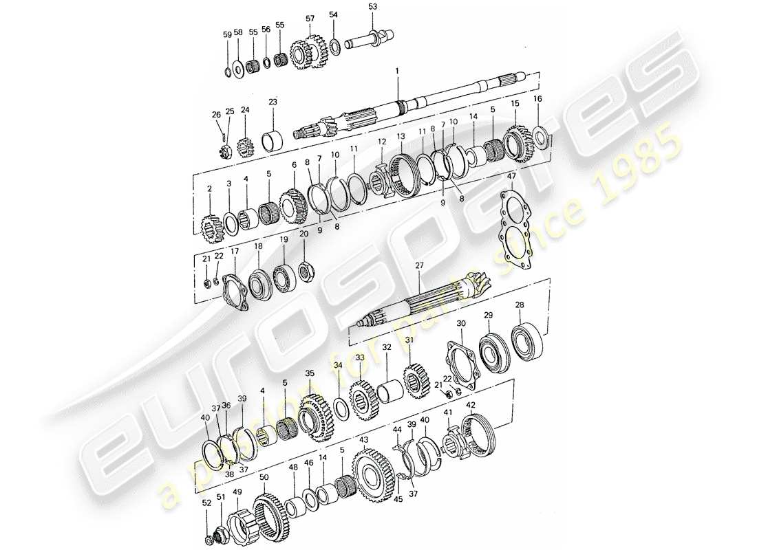 porsche 1977 (911) ingranaggi e alberi - 4-speed diagramma delle parti