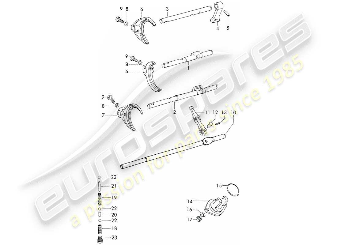porsche 1973 (911) aste del cambio - forcelle del cambio - d >> - mj 1971 schema delle parti