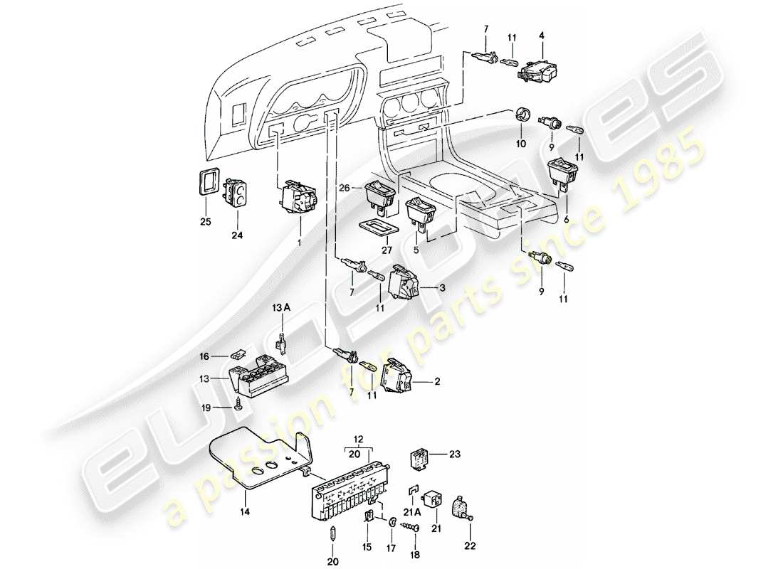 porsche 1983 (924) interruttore - piastra rele' - rele' diagramma delle parti