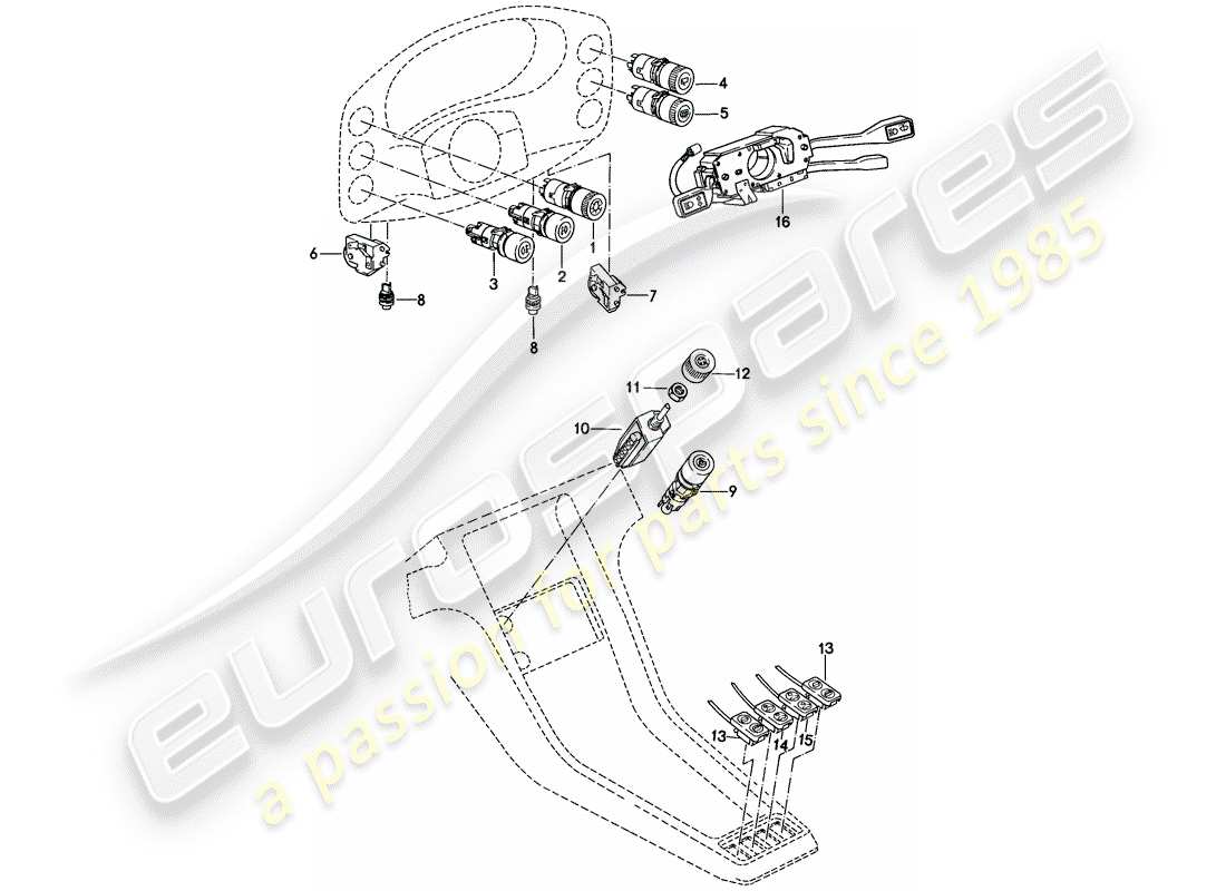 porsche 1981 (928) interruttore - manualmente diagramma delle parti