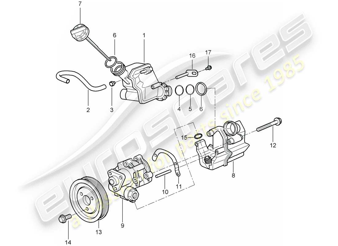 porsche 2003 (996) servosterzo - pompa servosterzo - per servosterzo - contenitore schema parte
