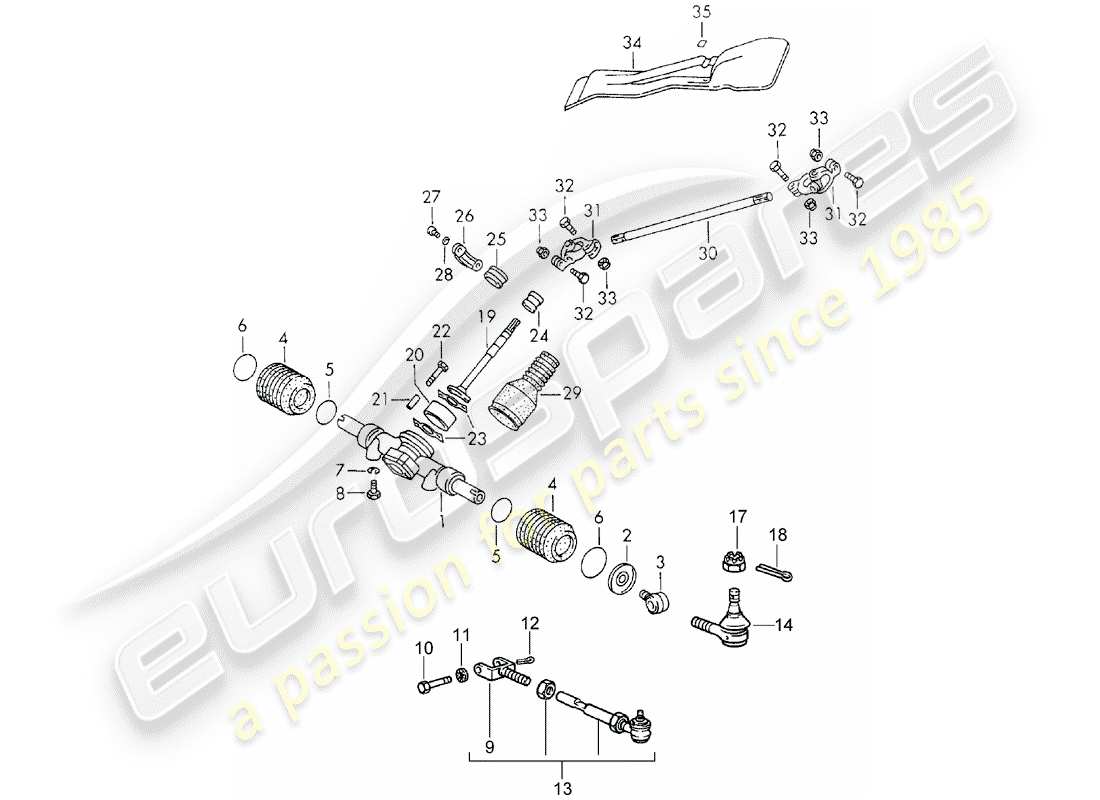 porsche 1972 (911) sterzo - leveraggio dello sterzo diagramma delle parti