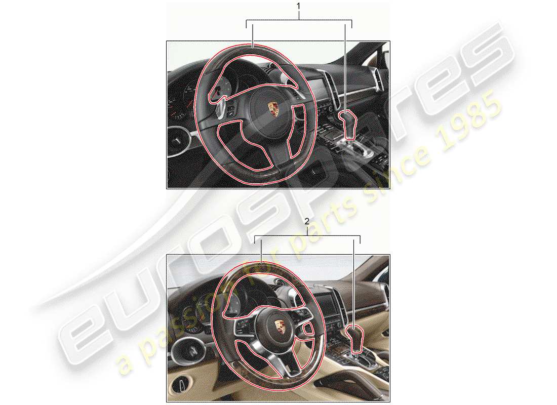porsche 2009 (tequipment cayenne) volante multifunzione diagramma delle parti