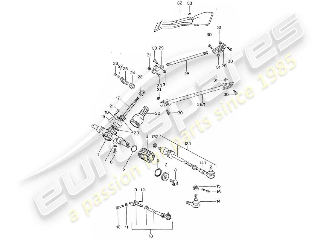 porsche 1977 (911) sterzo - leveraggio dello sterzo - asta dello sterzo diagramma delle parti