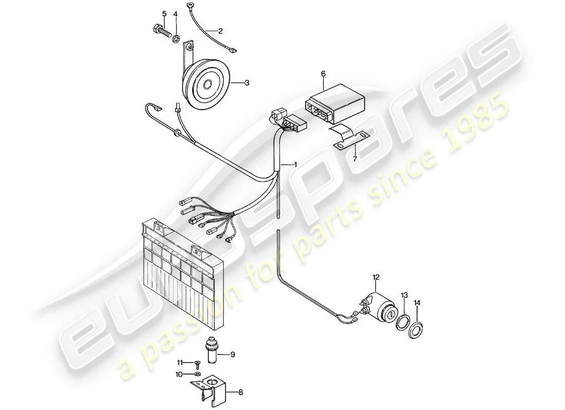 porsche 1982 (924) sistema d'allarme diagramma delle parti