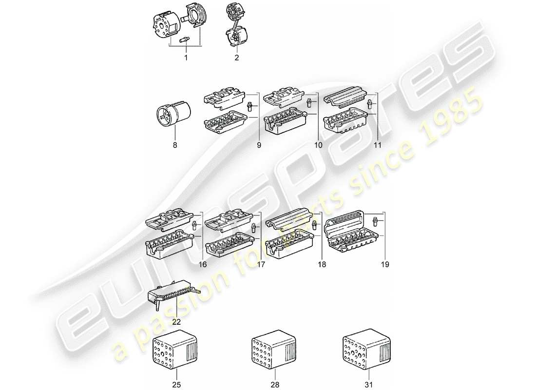 porsche 1971 (911) alloggiamento del connettore diagramma delle parti
