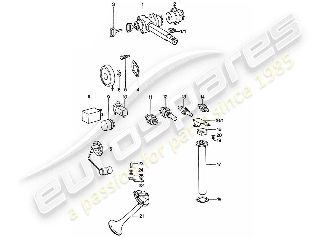porsche 1976 (911) sensore - rele' - avvisatore acustico diagramma delle parti