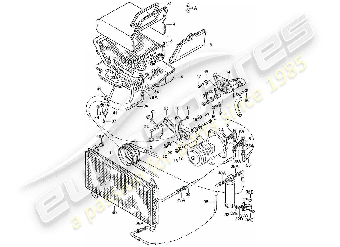 porsche 1979 (924) schema delle parti del condizionatore d'aria