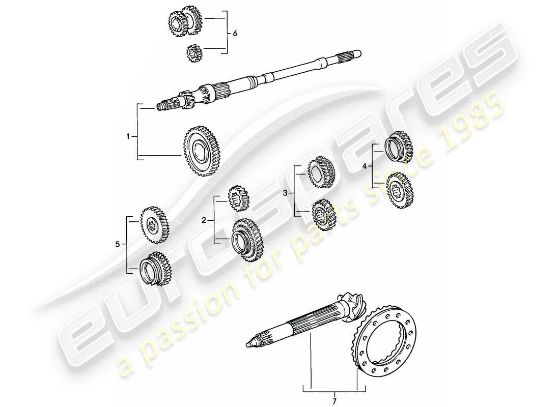 porsche 1986 (911) set di ruote dentate - 5-speed diagramma delle parti