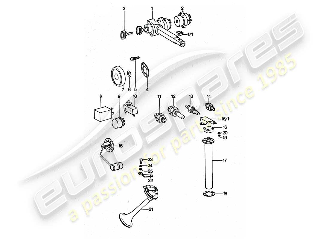 porsche 1976 (911 turbo) sensore - rele' - avvisatore acustico diagramma delle parti