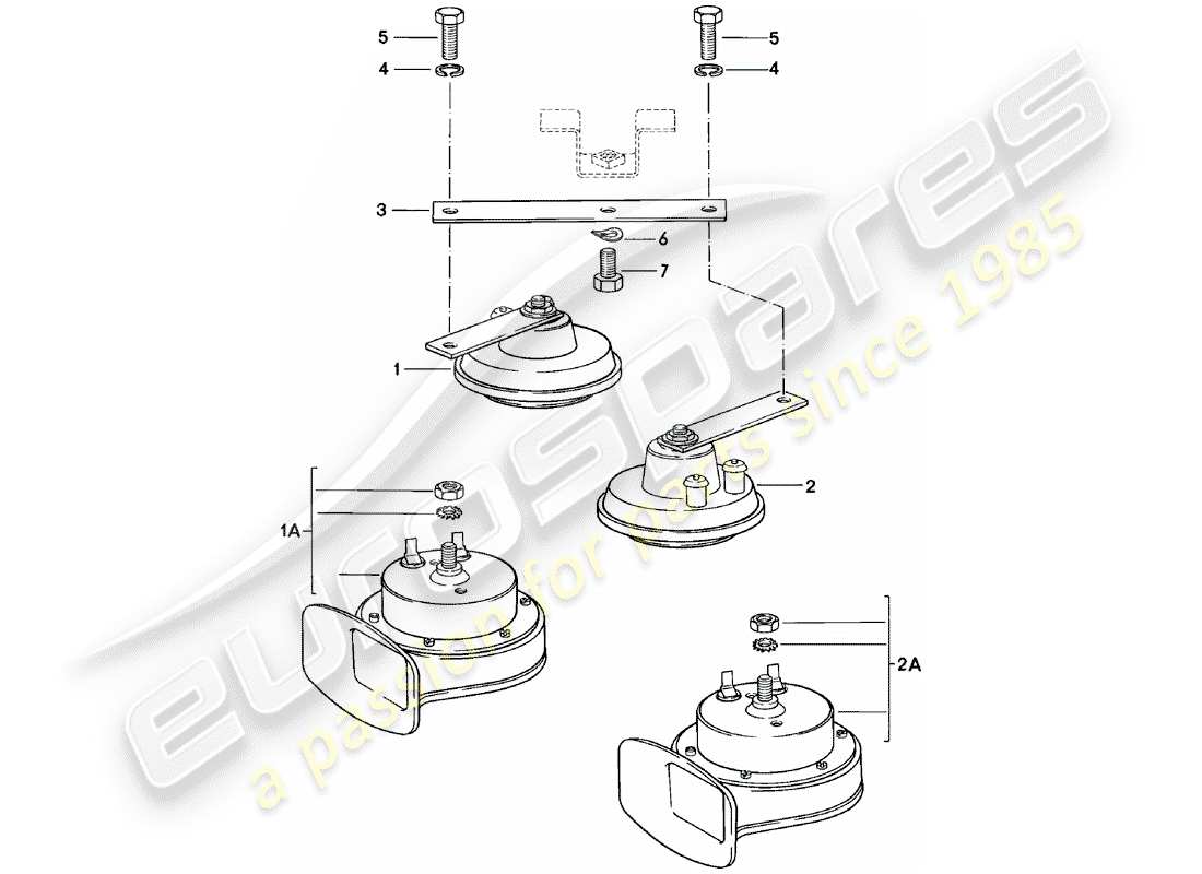 porsche 1982 (924) diagramma delle parti del corno