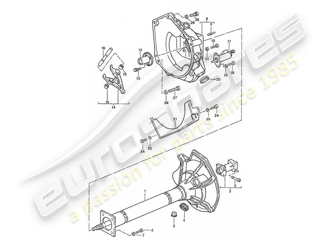 porsche 1988 (924s) tubo centrale - cambio manuale diagramma delle parti