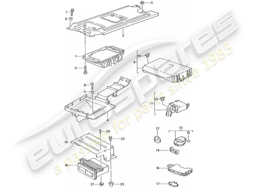 porsche 2004 (996 turbo / gt2) unità di controllo diagramma delle parti