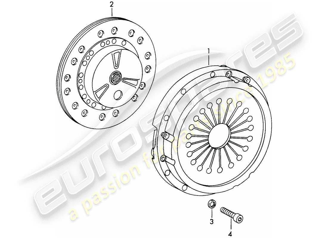 porsche 1973 (911) frizione diagramma delle parti