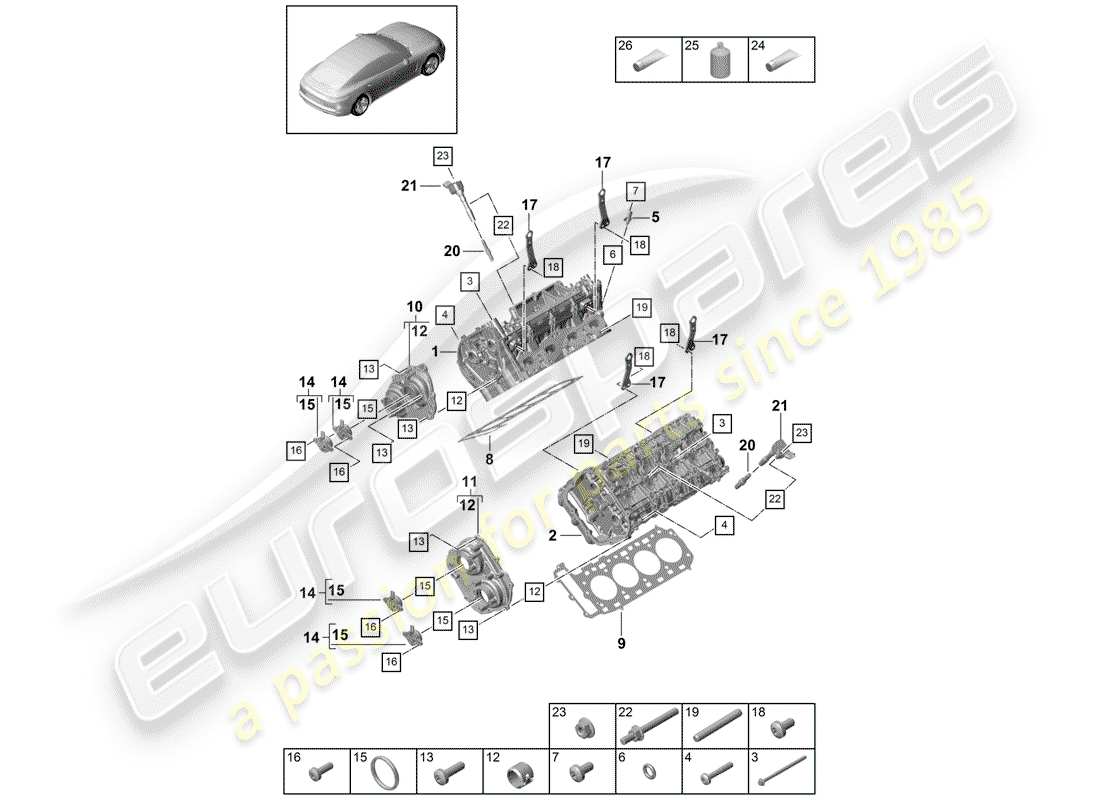 porsche 2020 (panamera 971-1) testata diagramma delle parti