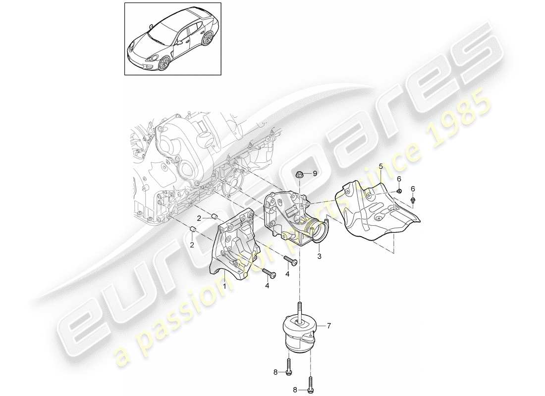 porsche 2014 (panamera 970) sospensione del motore diagramma delle parti