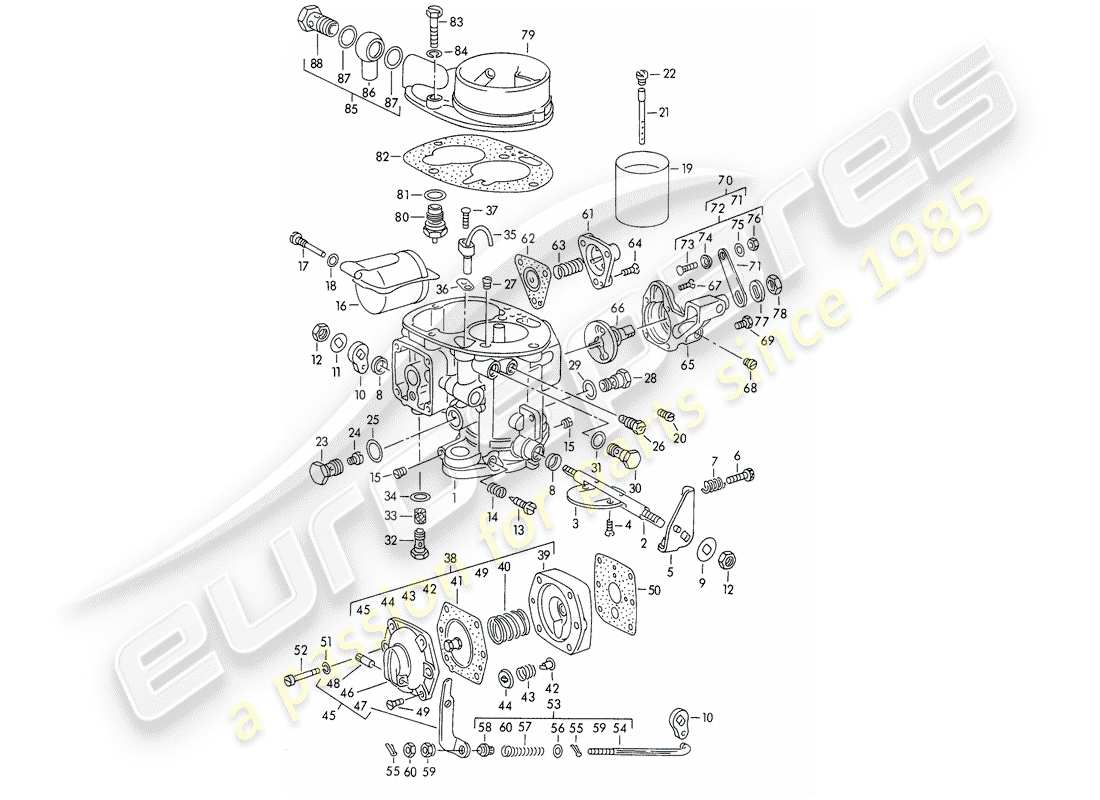 porsche 1954 (356/356a) parti singole - per - carburatore - solex 40 pbic - m >> 81 200 schema delle parti