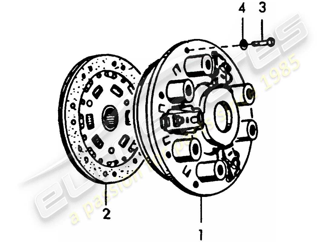 porsche 1952 (356/356a) frizione diagramma delle parti