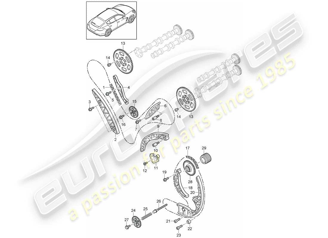 porsche 2014 (panamera 970) catena temporale diagramma delle parti
