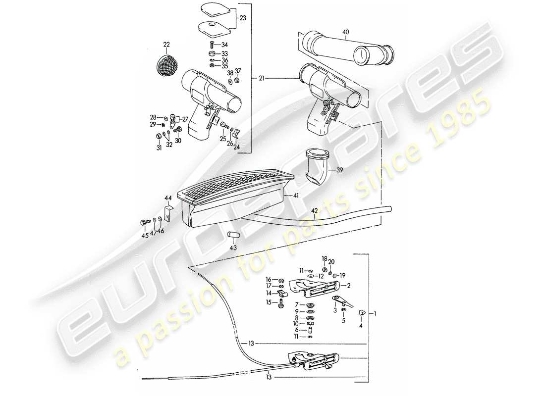 porsche 1964 (356b/356c) ventilazione diagramma delle parti