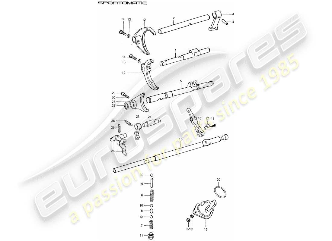 porsche 1976 (911) aste del cambio - forcelle del cambio diagramma delle parti
