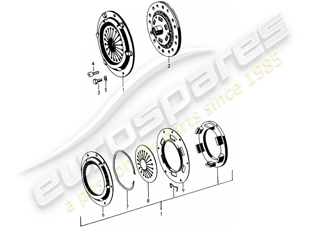 porsche 1963 (356b/356c) frizione diagramma delle parti