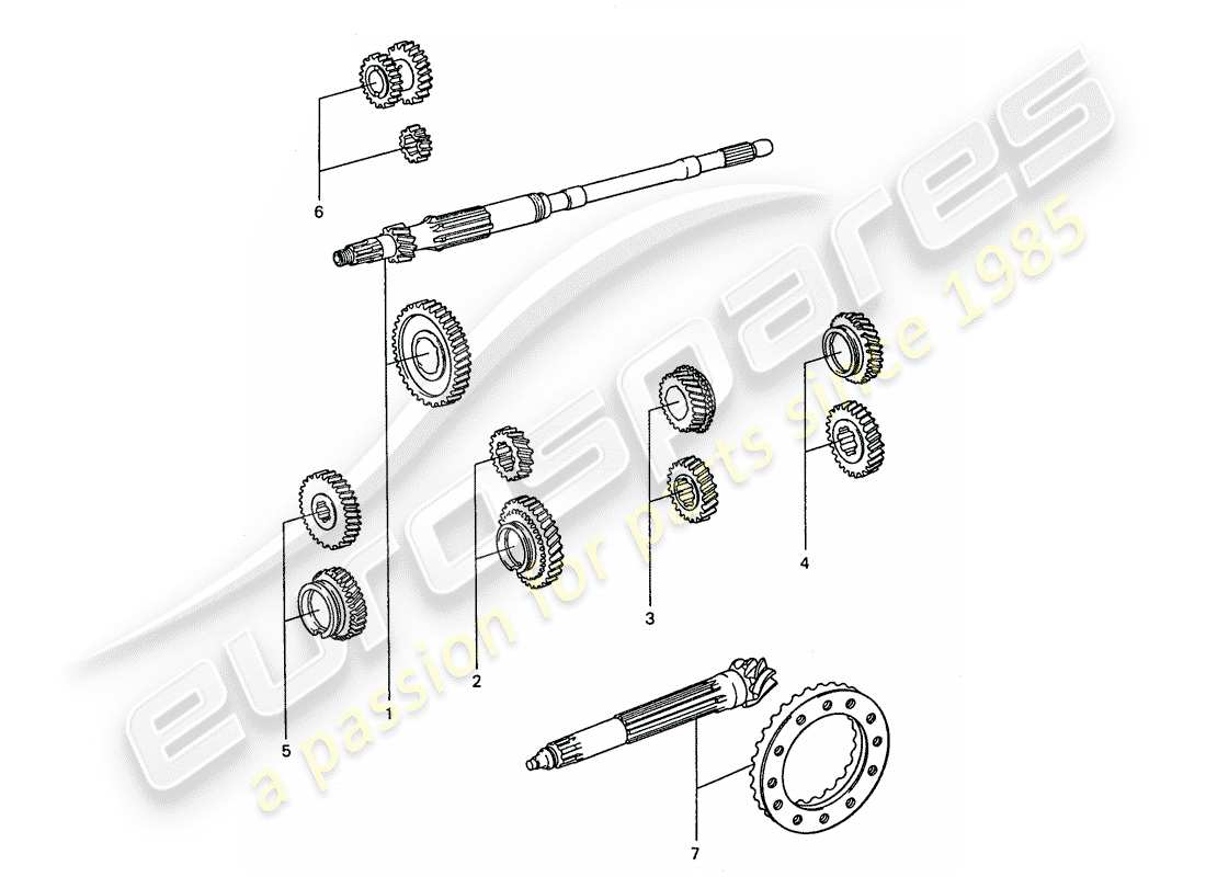 porsche 1977 (911) set di ruote dentate - 5-speed - per - trasmissione - 915.06/43 diagramma delle parti