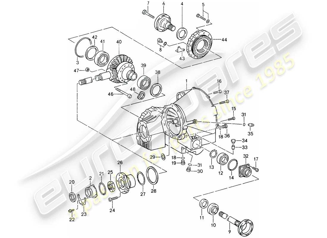 porsche 1994 (993) tiptronic - differenziale - cassa differenziale diagramma delle parti