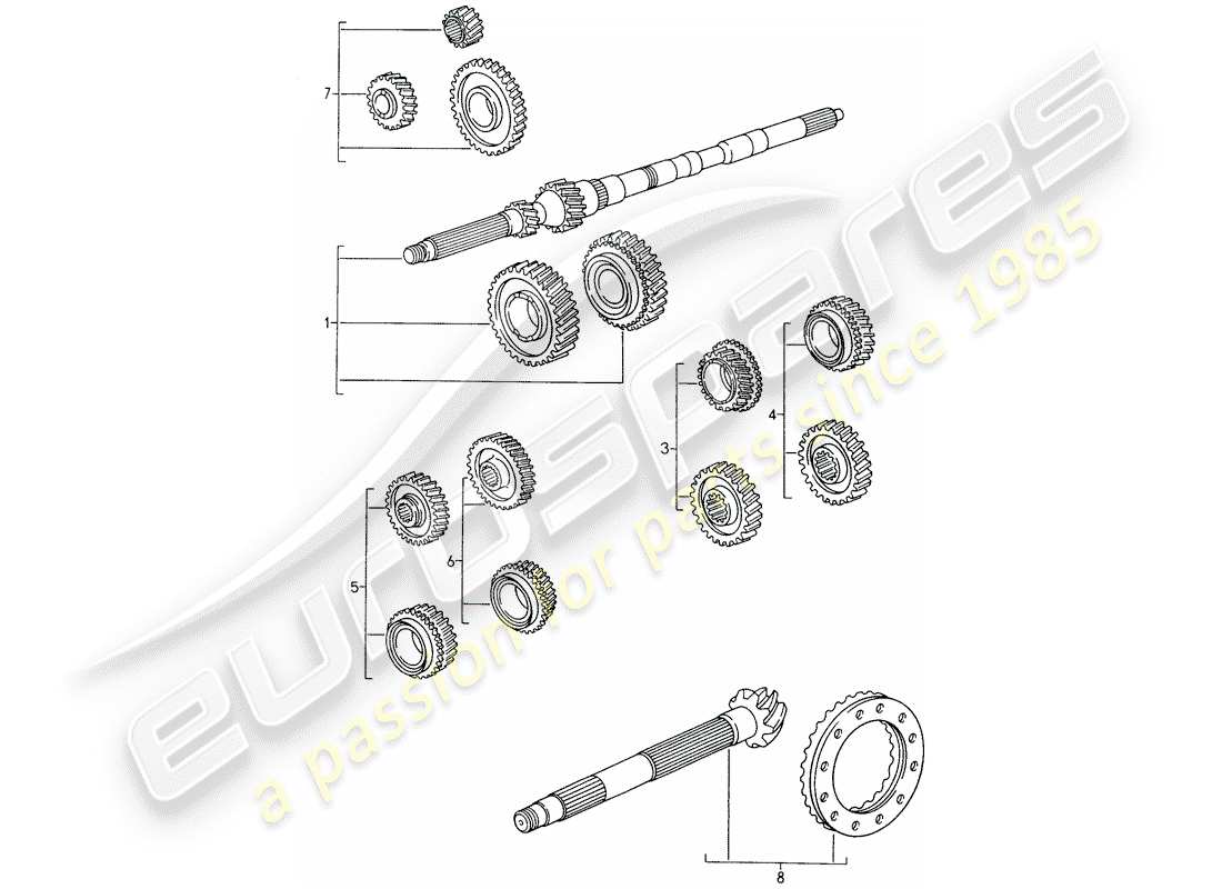 porsche 1997 (993) set di ruote dentate diagramma delle parti