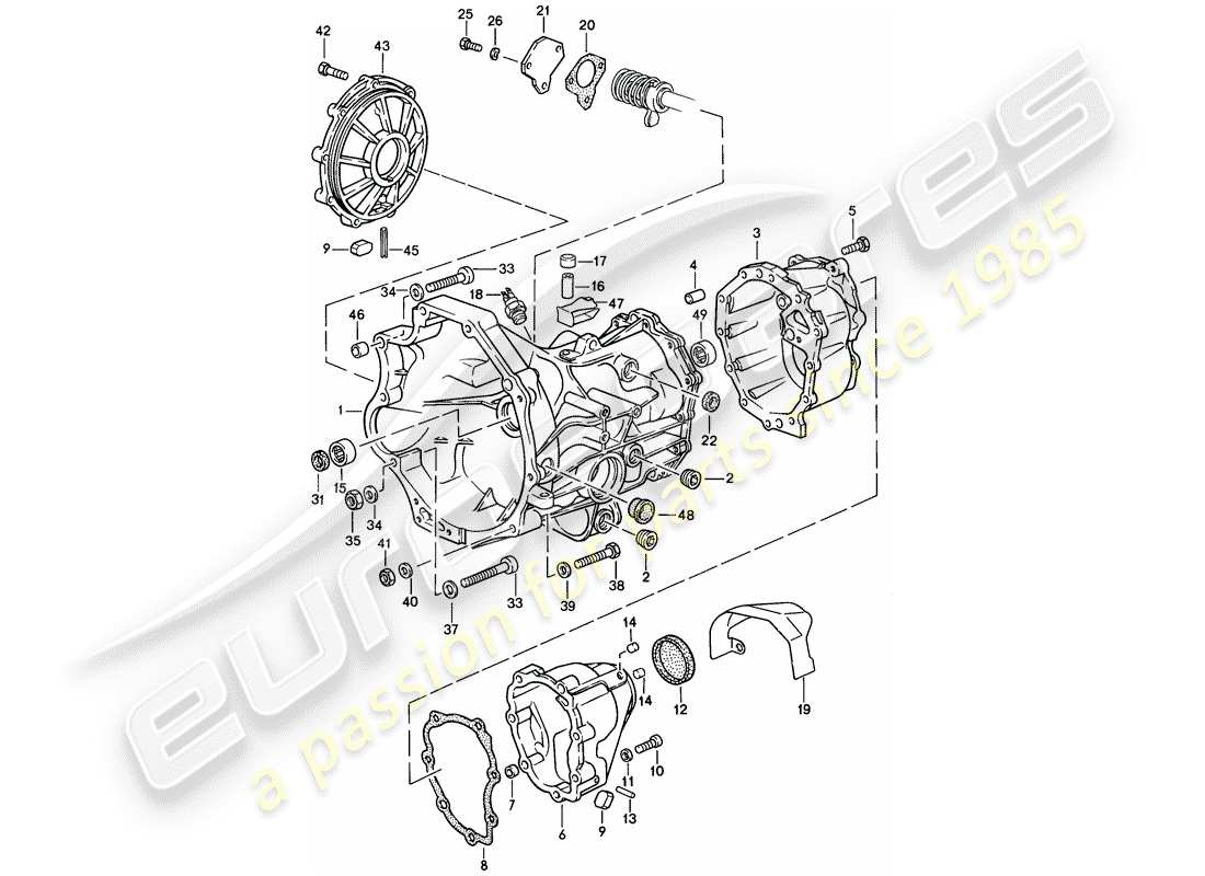 porsche 1987 (924s) trasmissione di ricambio - scatola trasmissione - cambio manuale schema delle parti