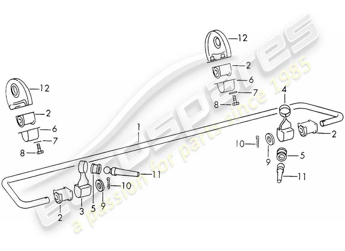 porsche 1971 (911) stabilizzatore - asse posteriore diagramma delle parti