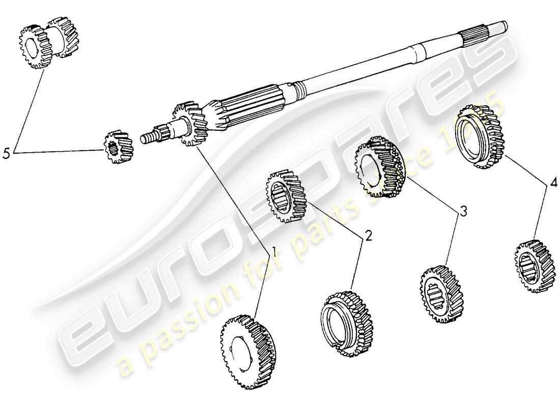 porsche 1973 (911) set di ruote dentate - 4-speed - trasmissione - d >> - mj 1971 schema delle parti