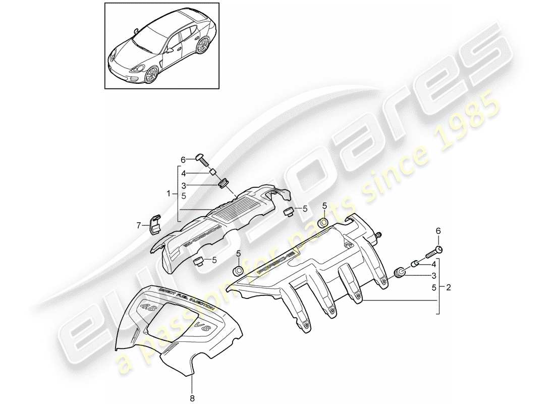porsche 2013 (panamera 970) schema delle parti copertura motore