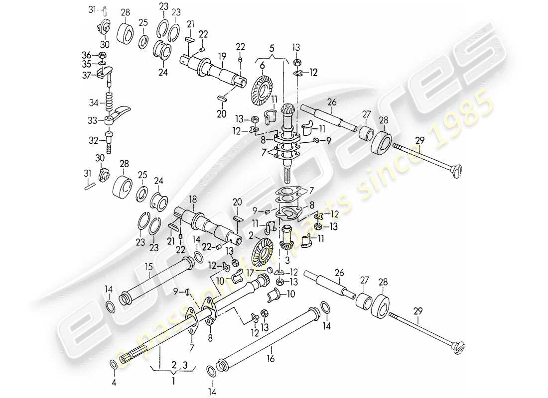 porsche 1954 (356/356a) controllo della valvola diagramma delle parti