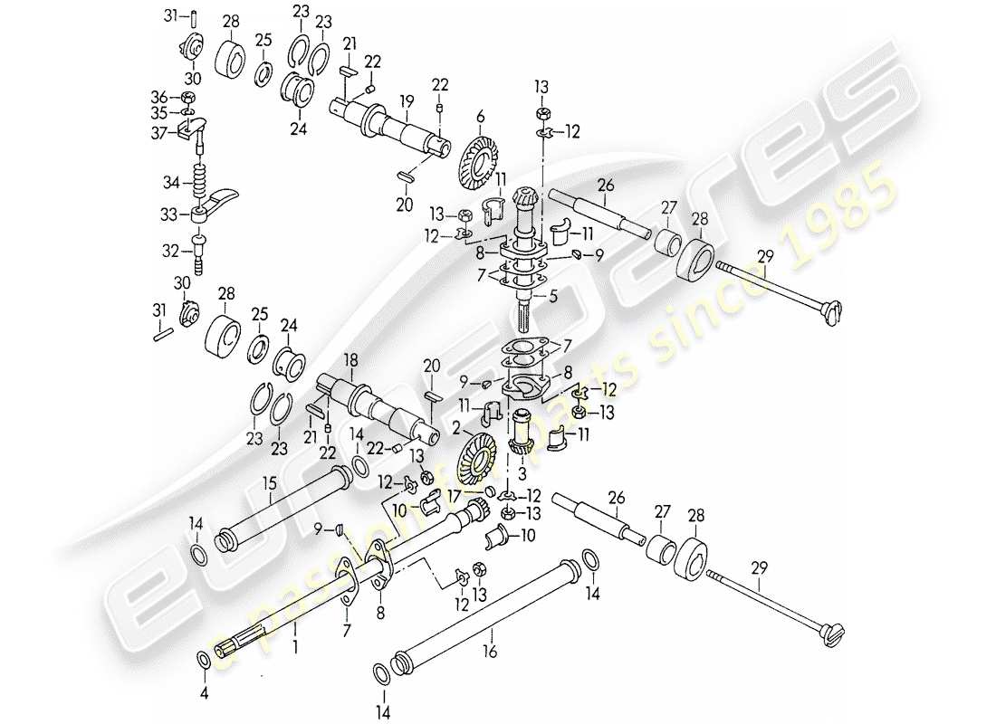 porsche 1964 (356b/356c) controllo della valvola diagramma delle parti