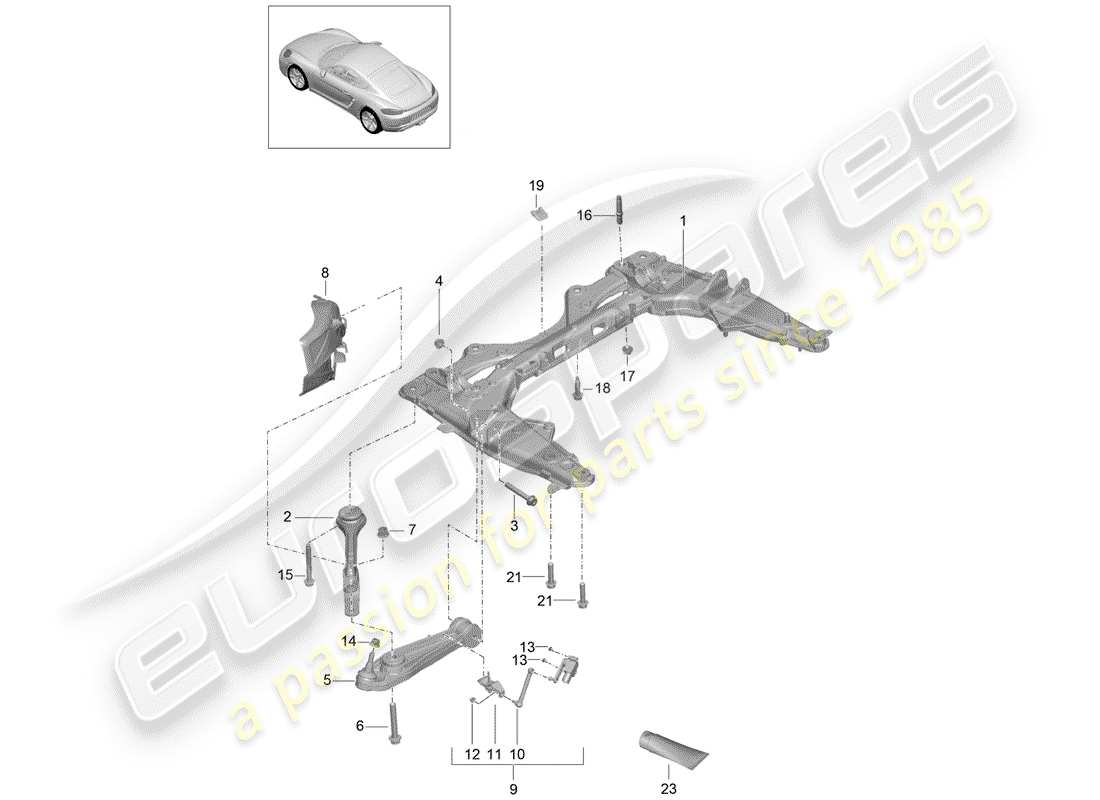 porsche 2020 (718 cayman) diagramma delle parti della traversa