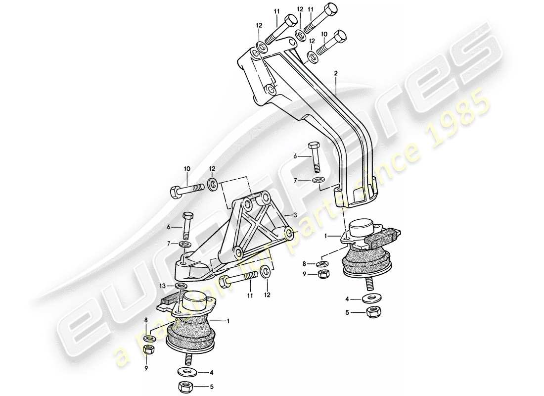 porsche 1983 (944) sospensione del motore diagramma delle parti