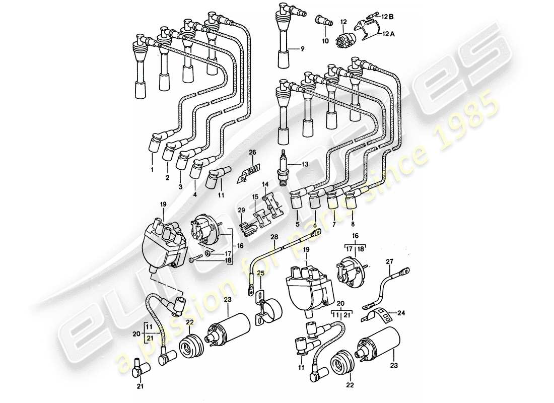 porsche 1993 (928) elettrica del motore diagramma delle parti