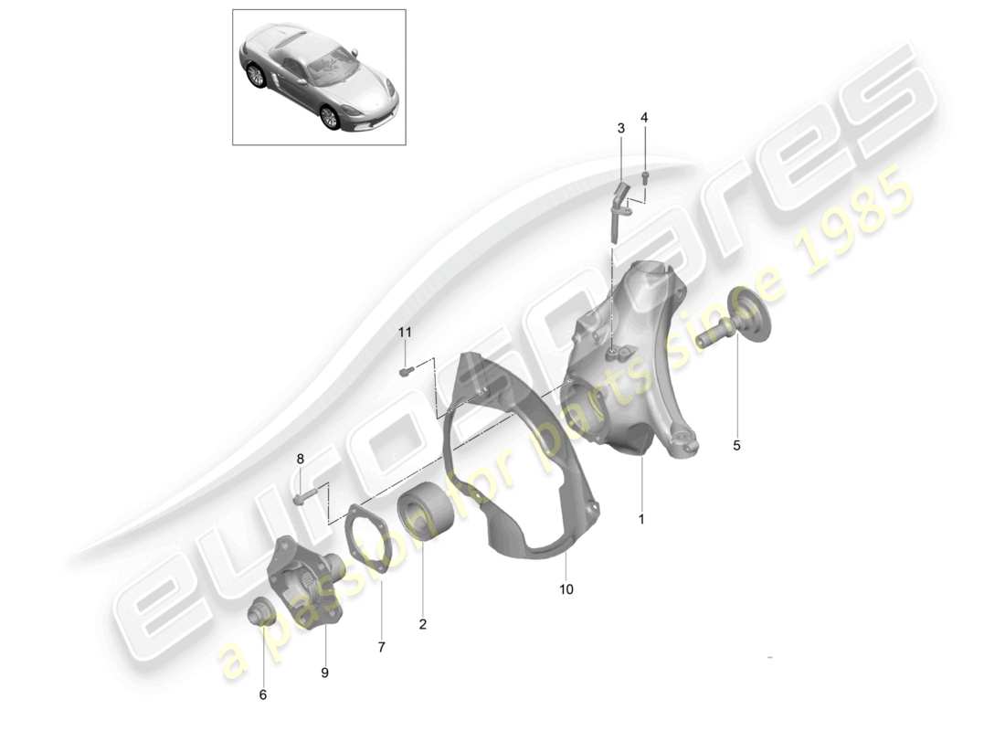 porsche 2020 (718 boxster) supporto ruota mozzo ruota diagramma delle parti