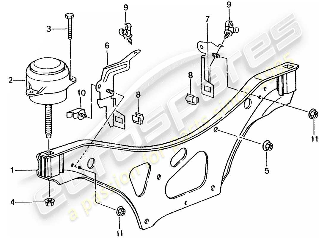 porsche 2002 (996) paranco di sollevamento del motore diagramma delle parti