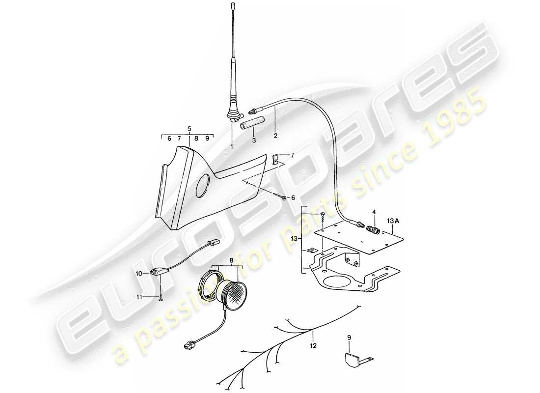 porsche 1995 (993) preparazione del telefono diagramma delle parti