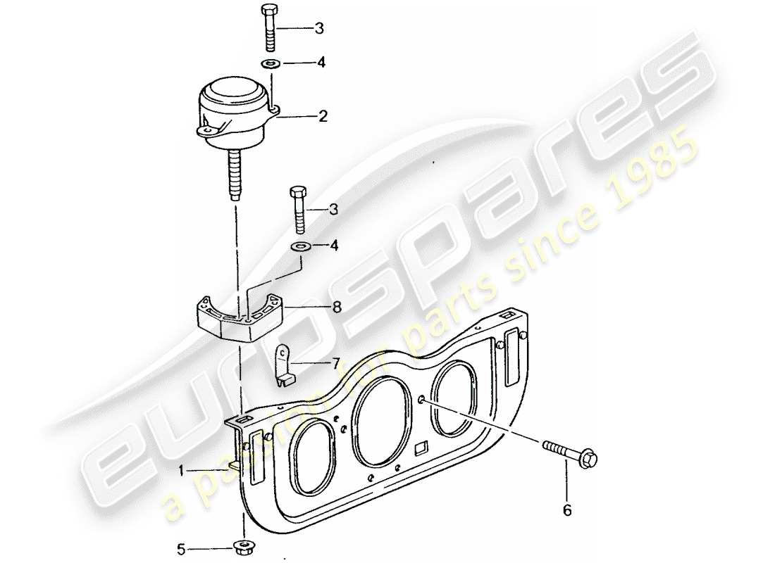 porsche 996 t/gt2 (2001) sospensione del motore diagramma delle parti
