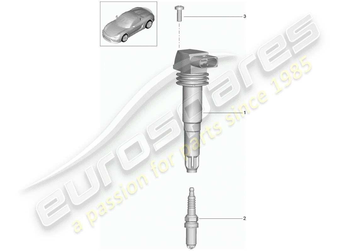 porsche 2016 (981 boxster spyder) sistema di accensione diagramma delle parti