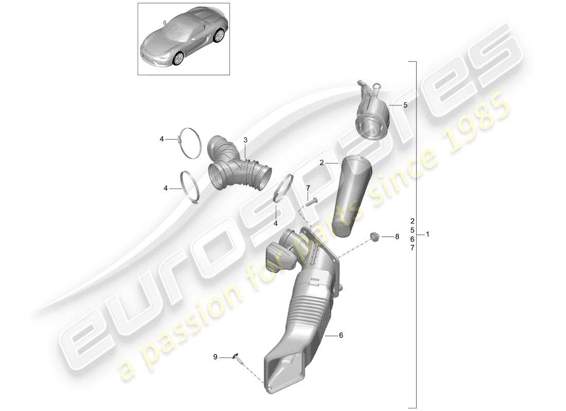 porsche 2016 (981 boxster spyder) filtro dell'aria diagramma delle parti