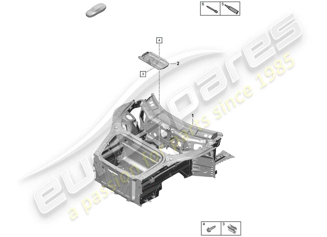 porsche 2019 (718 boxster spyder) schema delle parti frontale