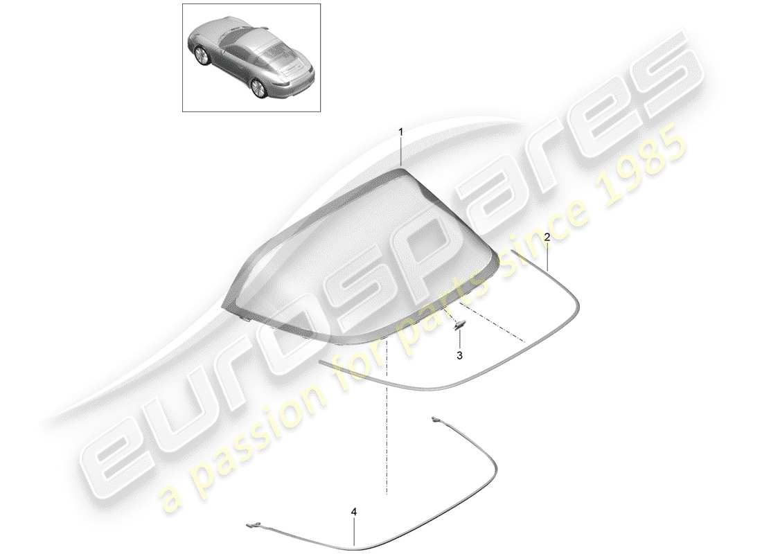 porsche 2013 (991-1) vetro del lunotto posteriore schema delle parti
